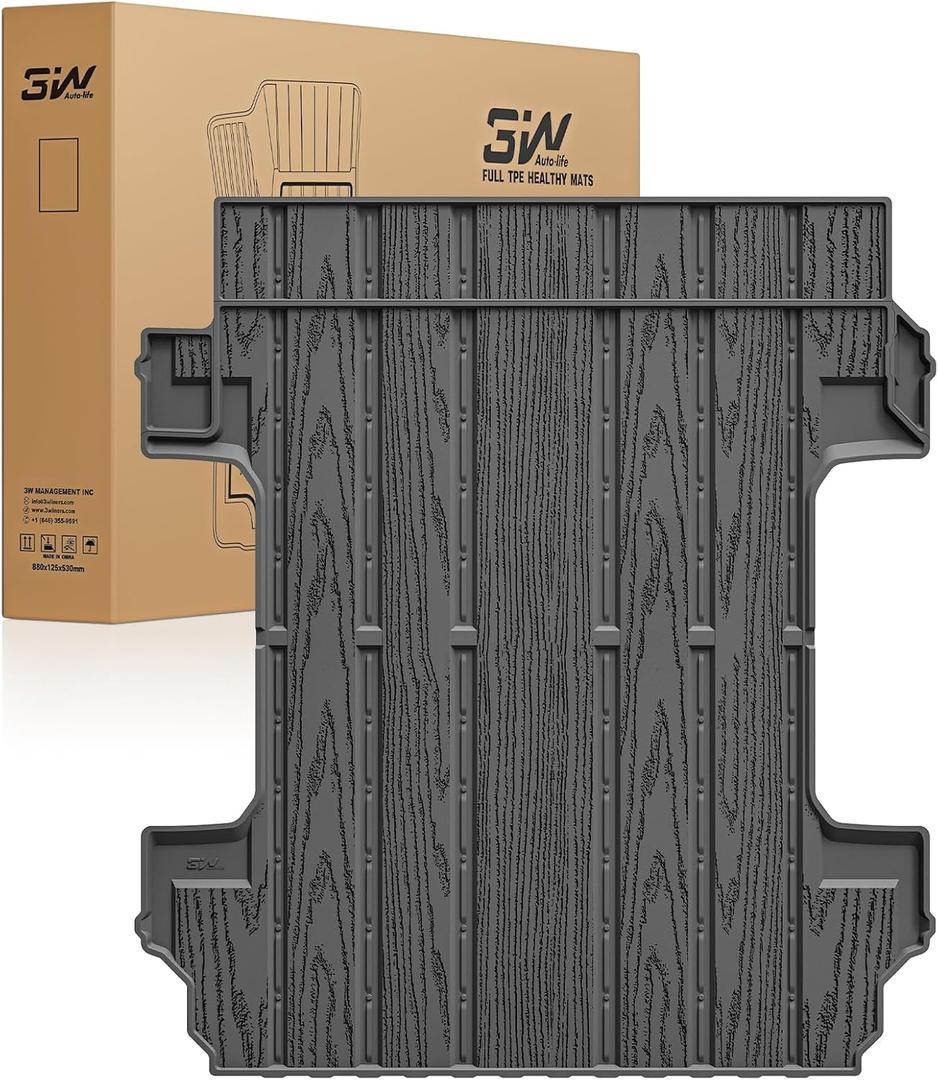 3W Chevy Silverado & GMC Sierra 1500 Bed Mat 2019-2026 6.6FT/6.6', Heavy Duty TPE