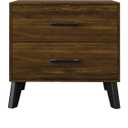 Contemporary 2-Drawer Wooden Nightstand with Tapered Legs, Brown