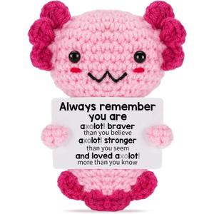 Christmas Stocking Stuffers Crochet Axolotl, Emotional Support Plush Teen Girl Gifts Trendy Stuff, Positive Gifts for Friend Women Coworker