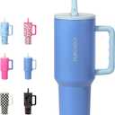 DLOCCOLD 40 oz Tumbler with Handle & Flip Straw, Car Cup Holder Friendly, Leak Resistant Water Bottle, Reusable Insulated Modern Stainless Steel Tumbler, Gifts for Women & Men (Riptide)