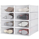 PARANTA 8-Piece Boot and Shoe Storage Box, Stackable Clear Plastic Shoe Box, Space-Saving Shoe Organizer for Boots, Sneakers, and High Heels, White, 20.5" x 12.5" x 5.5" （Single Box）