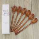 ADLORYEA Wooden Spoons, 6 Pieces 9 Inch Wood Soup Spoons for Eating Mixing Stirring, Wood Spoon with Japanese Style Kitchen Utensil