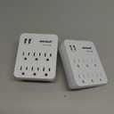 6 Outlet Extender Surge Protector Wall Mount Adapter with Dual 2.4A USB Charging Ports, Oviitech Multi Plug Outlets,6 AC Socket Outlet Splitter,900 Joules Surge Suppression, White, ETL Certified2 Pack