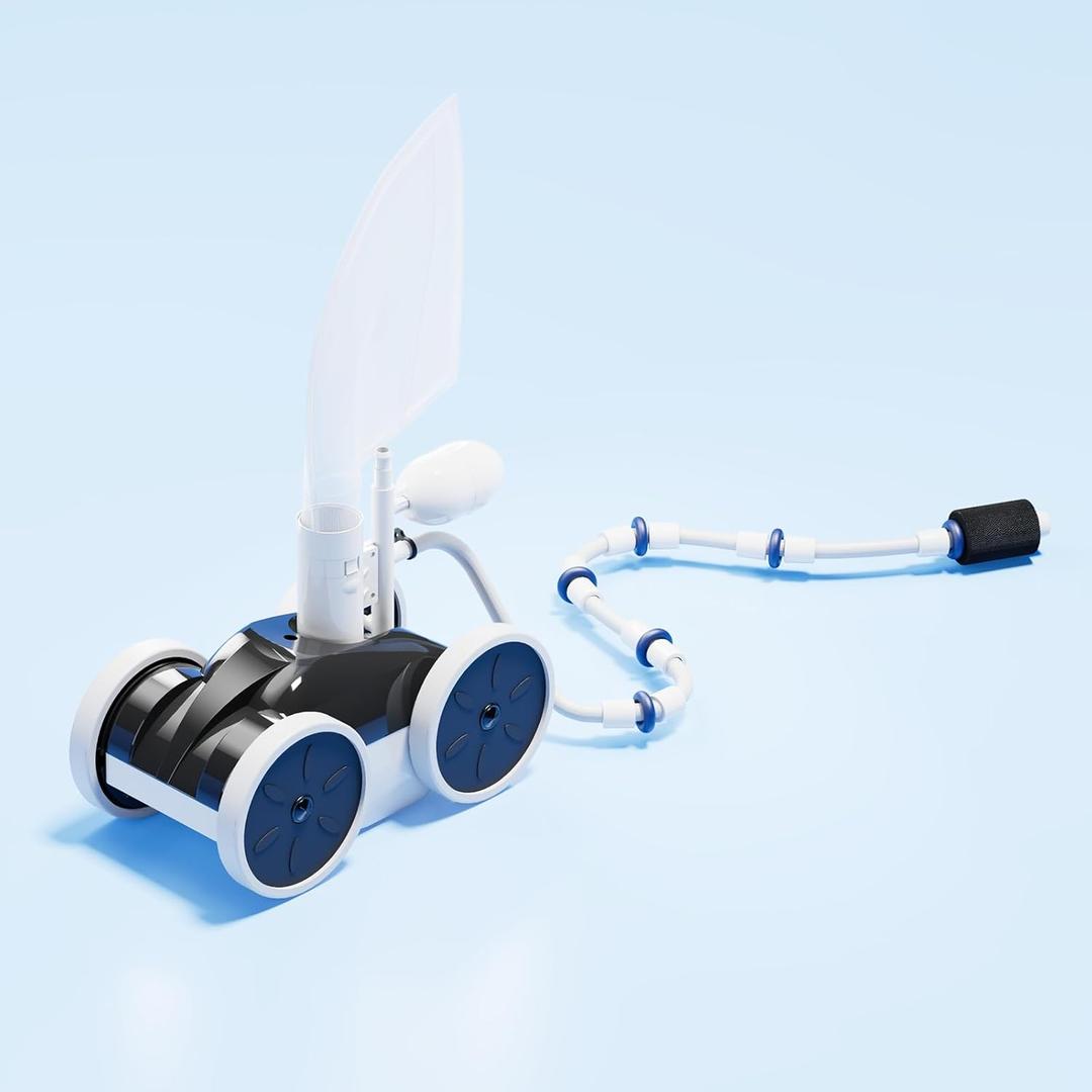 Upgrade Pool Pressure Side Sweeper: Professional Solution for Cleaning Your Swimming Pool (Four Wheels Better Than Three)