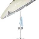 AMMSUN Shade Umbrella, Premium Portable Umbrella with Stand, 6.5ft Lightweight Free Standing Canopy for Sporting Games, Adjustable Instant Sun Protection and Easy to Carry, Beige