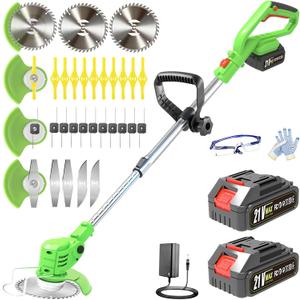 Electric Weed Wacker 2 Battery Powered, Grass Trimmer Cordless