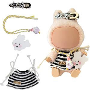 5 x Clothes for LABUBU Outfits(No Doll) 15/17cm La Bubu Doll Clothes Set with Accessaries Stylish Dress-Up Set for La Boo-Boo