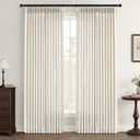 Natural Pinch Pleated Linen Curtains 96 Inches Long for Living Room Bedroom Birch Thick Linen Textured Memory Trained Light Filtering Back Tab Pleated Cream Drapes with Hooks Rings 8 FT