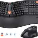 MEETION Ergonomic Keyboard and Mouse Wireless Combo, Bluetooth/2.4G Ergo Split Keyboard with Palm Rest, 4 DPI Adjustable Wireless Mouse, Full Size Rechargeable Keyboard Mouse for Windows/Mac/Android