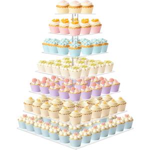 weddingwish Cupcake Stand, 7 Tier Square Cupcake Stand for 160 Cupcakes, Acrylic Cupcake Tower Stand, Large Cupcake Display Stands, Tiered Cupcake Holder Stand for Birthday, Party, Baby Shower