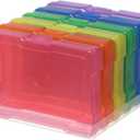 novelinks 6 Pack 4x6 Photo Storage Boxes  Multi-Colored Plastic Organizer Cases with Lids  Picture Storage Containers for Photos, Crafts, Cards & Scrapbooking (Color 1Pack)