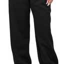 IUUI Women's High Waisted Fleece Sweatpants - Casual Baggy Joggers with Pockets, Foldable Warm Lounge Pants (Large, Black)