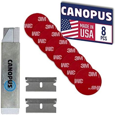CANOPUS Circle Double Sided Adhesive Pads, Mounting Foam Tape, Made in USA, 5952 Roll, 8-PCs 1 in Diameter Circle Pack, with orange Box Cutter (1PC) and Razor Replacement (2PCs)