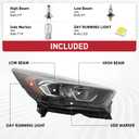 Duolctarms W/LED DRL Black Halogen Headlight Fits 2017-2019 Ford Escape