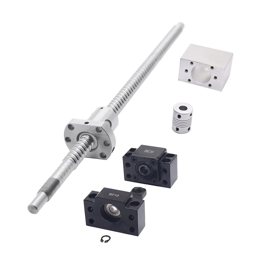 23.62 inch / 600mm Ball Screw RM1204 SFU1204 (End Processing) with Metal Ball Screw Nut and BK10/BF10 End Supports for DIY CNC Machine and 3D Printer