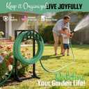 YQSLYSF Garden Hose Holder, Water Hose Stand with 4 Stake and 2 Tool Hooks, Heavy-Duty Metal Hose Storage Holds 150Ft, Freestanding Hose Hanger Rack for Outside, Yard, Lawn, Farm