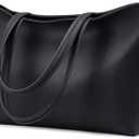 KALIDI Tote Bag Zipper Shoulder Bag Faux Leather Purses Satchel for Women Casual Handbag Work Dating College (One Size, Black-small)