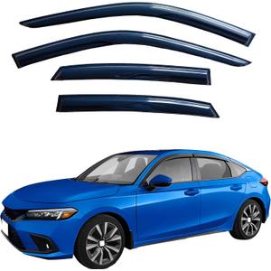 Window Visors Rain Guards for Honda Civic Hatchback 2022-2025 | Black Window Deflectors Vent Visors | Anti-UV & Noise Reduction | Fits 22-25 Civic Hatchback | Truck Accessories-4pcs