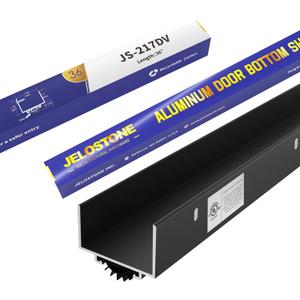 U-Shaped Aluminum Door Bottom Shoes(Matte Black) - Fire Rated - 1-3/4"W x 1-1/8"H x 36" L Weather Stripping Seal for Exterior Doors, Vinyl Insert, JS-217DV