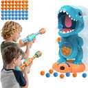 9 EagleStone Movable Dinosaur Shooting Toys for Boys Electronic Target Practice with 2 Air Pump Guns, LCD Score Tracker, Sound Effects & 48 Foam Balls, for Kids 5-9 
