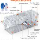 TeqHome Humane Animal Cage Trap,26"x9"x10" Heavy Duty Foldable Collapsible Galvanized Steel Live Trap for Stray Cats, Raccoons, Groundhogs,Squirrel,Chipmunk,Indoor/Outdoor Use,Easy to Catch & Release