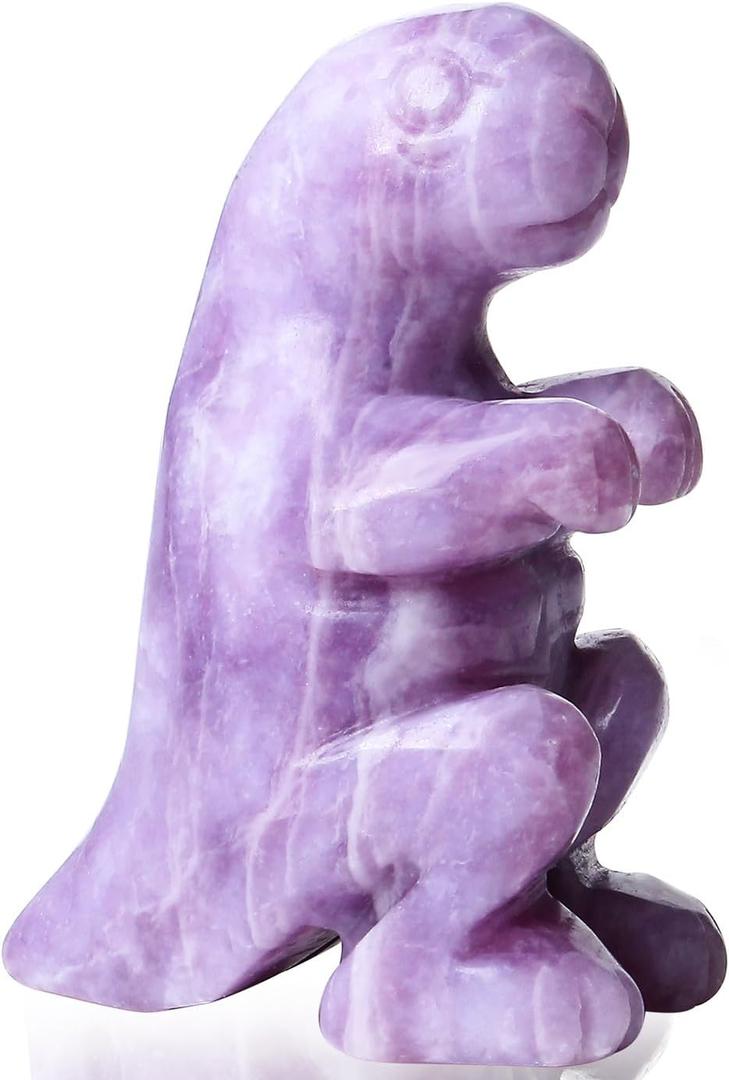 DUQGUHO Dinosaur Gift Decor Lepidolite Crystals Statue Cute Figurines Collectible Decorations Gift for Women Men Christmas Home Desk Decor 1PC (04 Amethyst-purple)