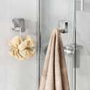 TAILI 304 Stainless Steel Bathroom Suction Hook for Towel, Loofah, Bathrobe, Patented Strong Suction Cup, Damage-Free Hanging Glass Shower Wall Hook, Hold Up to 11 Lbs, 2 Pack, Modern Square, Silver