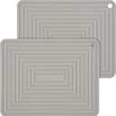 Silicone Trivets for Hot Dishes and Pots, Kitchen Pot Holders, Heat Resistant Mats for Quartz Countertops - Set of 2, Light Gray