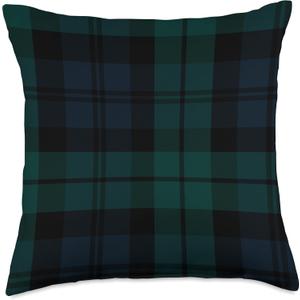 green red blue plaid Throw Pillow (18x18)