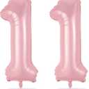 11 Balloon Number Birthday, Giant Light Pink Number 1 & 1 Helium Foil Balloon for Girls 11th Birthday, Pastel Pink 40'' Self Inflating Mylar 11 Balloon for Women Anniversary Party Decorations Supplies