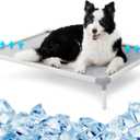 Lesure Elevated Large Dog Bed - Raised Chew Proof Dog Cots for Large Dogs, Portable Indoor & Outdoor Indestructible Pet Bed with Non-Slip FeetAluminum Alloy Frame with Breathable Textilene Mesh, Grey