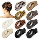 10 PCS Flat Hair Clips for Women - Large Matte & Tortoise Hair Claw Clips, 4.2 Inch Strong Hold Non-Slip Jaw Clips for Thick/Thin Hair, Neutral Leopard Hair Accessories for Daily Styling(Leopard)