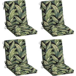Arden 4-Pack Outdoor Patio Dining Chair Cushion, 20x44, Rain-Proof Seat Pad, Fade-Resistant Outdoor Cushion Onyx Cebu