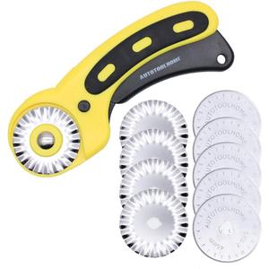 AUTOTOOLHOME 45mm Wavy Rotary Cutter 10pc Pinking Circular Refill Blades Fabric Paper Cutters Cutting Knife Patchwork Leather Sewing Tool