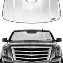 Windshield Sun Shade for 2015-2020 Cadillac Escalade/Escalade ESV, 2015-2020 Chevrolet Suburban/Tahoe, 2015-2020 GMC Yukon/Yukon XL. Front Window Sunshade with Storage Bag (Classic Shiny Silver)