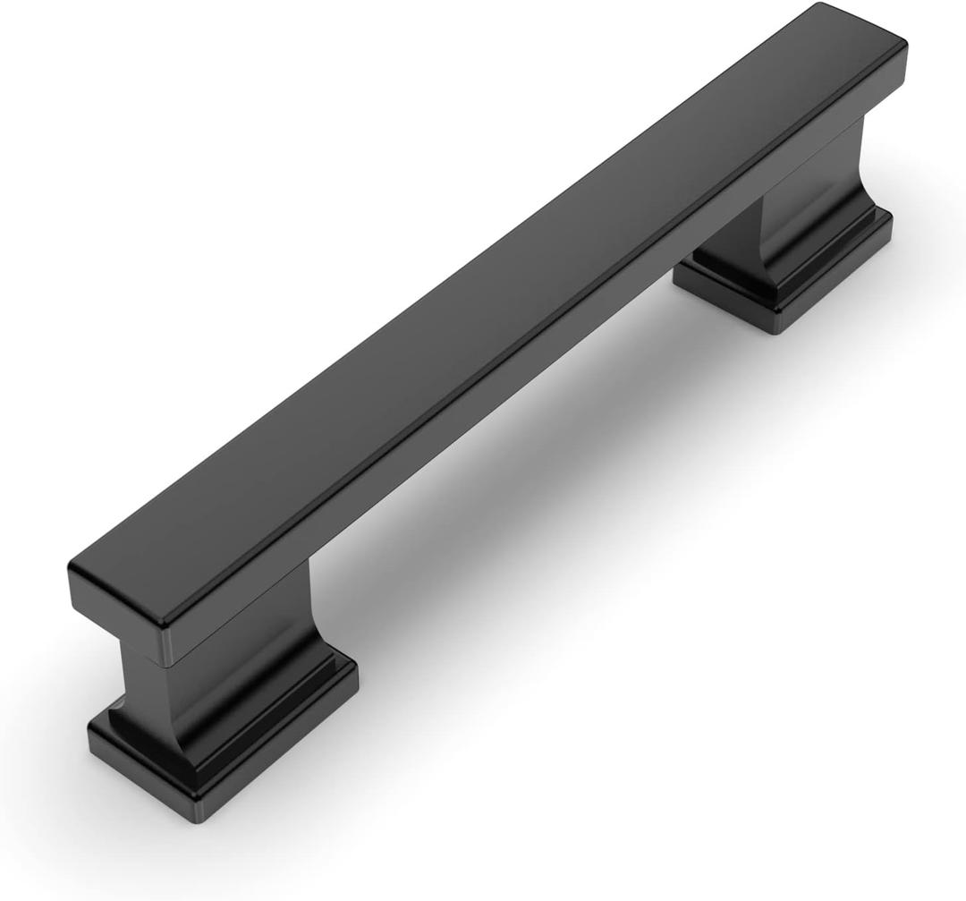 Amerdeco 10 Pack Matte Black Cabinet Hardware - 3-3/4 Inch(96mm) Hole Center Drawer Pulls for Kitchen, Bathroom & Dresser - ZH00013