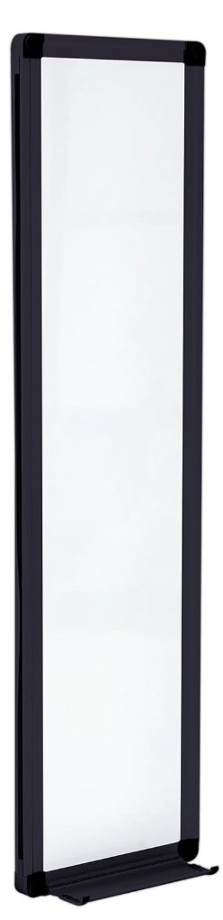 Ireer 1 Pcs Slim Skinny Whiteboard with a Tray to Do List Portable Narrow Tall Dry Erase Board for Door Wall Mounted Aluminum Magnetic Board for Home Office, 7.9"x 31.5" (Black)