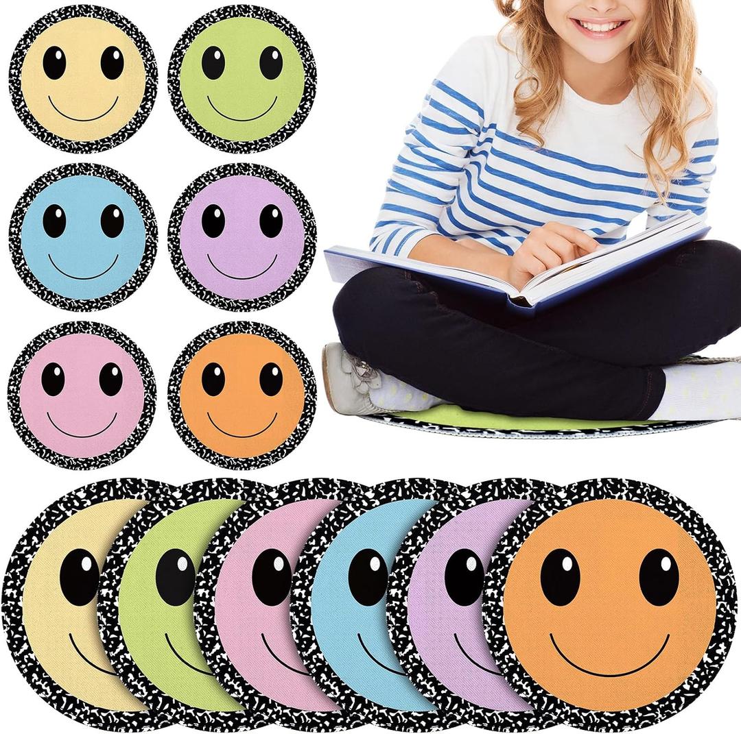 12 Pcs Smile Composition Notebook Carpet Squares for Classroom, 16 x 13.5 inches