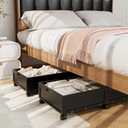 Wood Under Bed Storage Containers Underbed Organizer with Wheels with Large Capacity Dust Bag,Sturdy Wood Rolling Under Bed Shoe Storage Organizer 2 Packs (Walnut, Tall) (Black, Large)