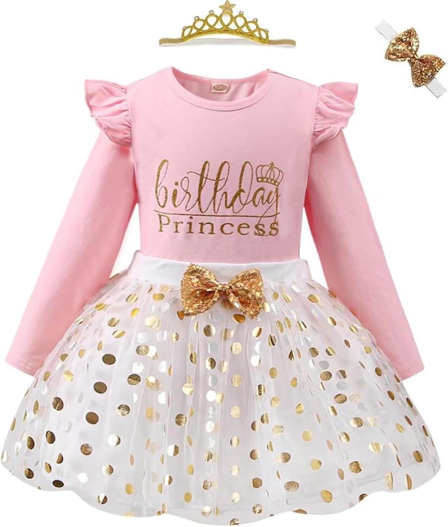 Toddler Kids Baby Girls Birthday Princess Outfits Dress Vest Tank Top Dot Mesh Tutu Skirt, Size 130