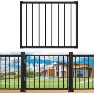 Deck Gate Outoor, 36''Hx48''W Black Heavy Duty Steel Anti-Rust Fence Door with Customizable Width, Easy Installation Metal Gate for Residential, Yard, Patio (No Hinge)