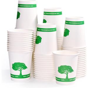 Vplus 400 Pack Compostable Paper Cups, 8 oz Paper Coffee Cups, Biodegradable Disposable Paper Cups, Eco-friendly Hot Drinking Cups for Party, Picnic,and Events