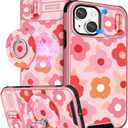 Buleens for iPhone 15 Plus Case 6.7 Inch - with Ring Stand & Camera Cover Aesthetic Cute Designed for Women Girls Girly Pretty Floral Flowers for iPhone 15 Plus Phone Case Compatible with Magsafe