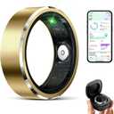 Smart Ring for Women Men, Fitness Tracker with Heart Rate/Blood Oxygen/Blood Pressure/Sleep/Pedometer Monitor, No Subscription Fee, IP68 Waterproof Health Rings for iOS & Android