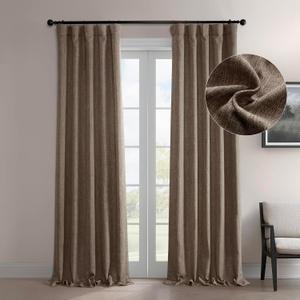 HPD Half Price Drapes - Faux Linen Curtains for Living Room (1 Panel) - 50W X 84L - Textured Room Darkening Curtains for Bedroom 84 Inches Long - Drapes for Home Decor, Dutch Cocoa (50"W x 84"L (Pack of 1), Dutch Cocoa)