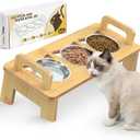 Bamboo Elevated Cat Bowls, 3 Stainless Steel Raised Cat Bowl with Stand, 15Tilted Cat Feeding Station, Cat Food and Water Bowl Set for Small Cats, Anti Vomitting, Whisker Fatigue (Natural)