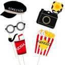 BESTOYARD Movie Night Party Photo Booth Props Set of 21 Kit Birthday Photo Booth Props Kit, Prom Photobooth Props, Funny Props Movie Star Night Party Shower Supplies
