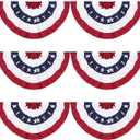 3 x 6 Ft American Pleated Fan Flag, USA Patriotic Half Fan Bunting Flag, 4th of July Decorations Flags (Set of 6)