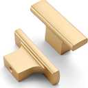 Amerdeco 10 Pack Brushed Gold Cabinet Knobs 2 Inch (50MM) Single Hole Cabinet Pulls Kitchen Cabinet Knobs Drawer Knobs ZH0026