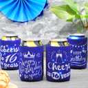 50th Birthday Can Cooler Sleeve Decorations, 12PCS 50th Party Favors for Men Women Blue & Silver Happy 50th Birthday Anniversary Party Supplies Decor Gift Beverage Cup Bottle Can Cover Personalized